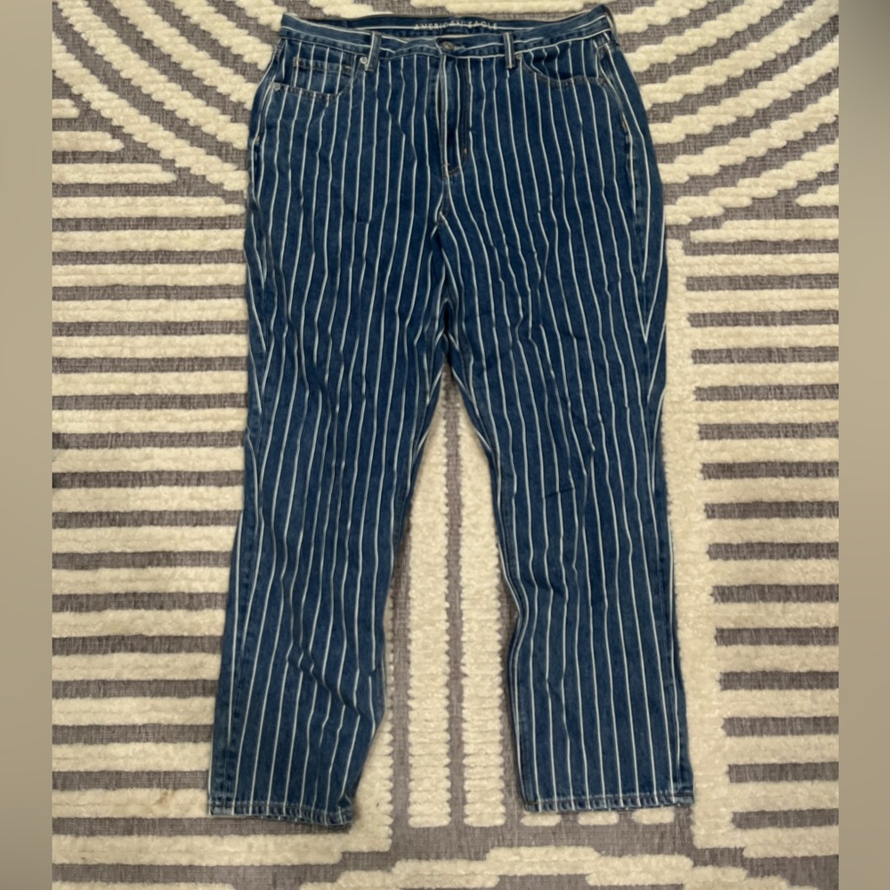 American Eagle Outfitters Navy Blue Vertical Stripe Jeans